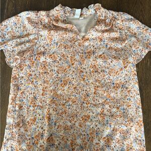 Joie Floral Blouse in Orange and Blue